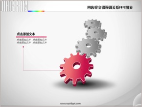 四立體齒輪交錯聯(lián)動強調關系PPT圖表