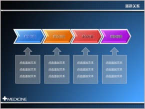 簡單四箭頭立體遞進關(guān)系PPT圖表