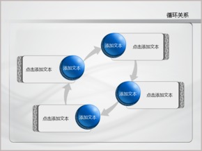 藍色商務蕾絲花紋四圓循環(huán)PPT圖表