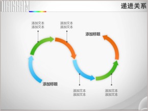 六項箭頭曲線延伸遞進關系PPT圖表