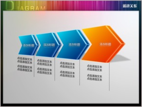 四箭頭立體演進遞進關系PPT圖表