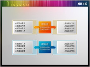 雙矩形擴散立體透明對比關系PPT圖表