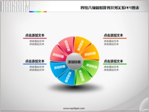 四組八項立體繡球圓形并列關系PPT圖表