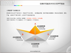 創(chuàng)意折紙船形并列關系PPT圖表