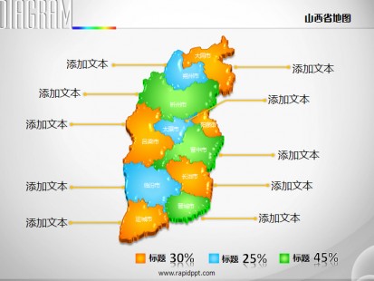 3d立体市县矢量山西省地图ppt图表