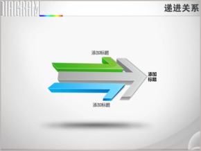 立體三箭頭錯(cuò)位向前遞進(jìn)關(guān)系PPT圖表