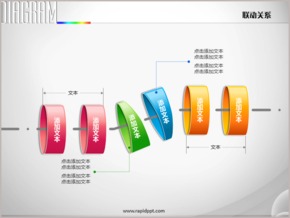 創(chuàng)意紙筒穿透線條并列關系PPT圖表