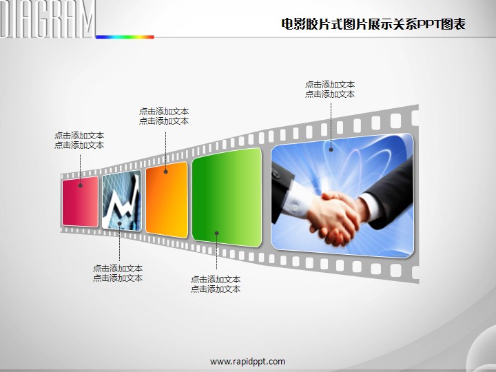 电影胶片式图片展示关系ppt图表