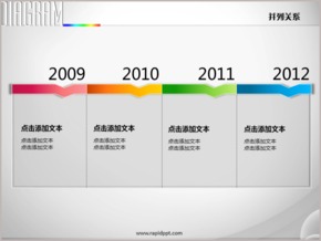 四階段時間軸刻度型并列關(guān)系PPT圖表