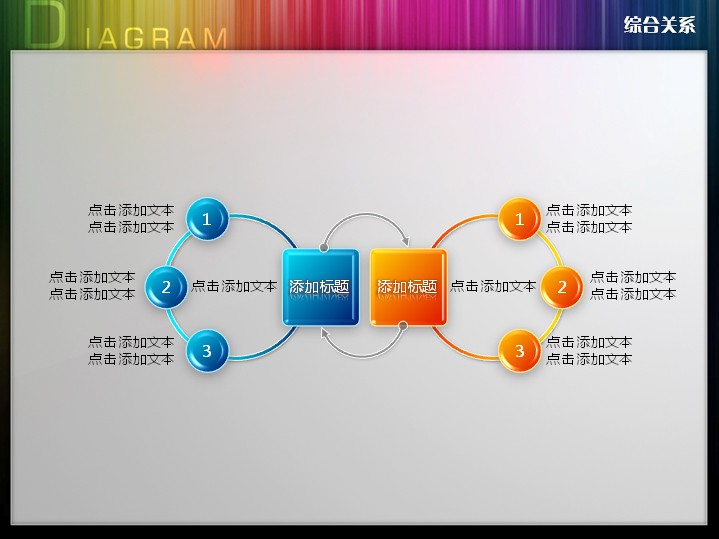 双矩形扩散圆形对比关系ppt图表