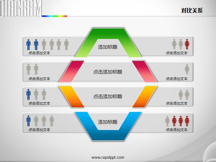 商品标签: 矩形拼接四项对比并列关系ppt图表 模板类型: 静态模板