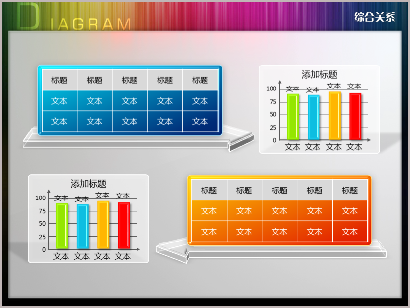 ppt图表 项目进度对比ppt模板 双表格双柱图对比综合关系ppt图表 综合