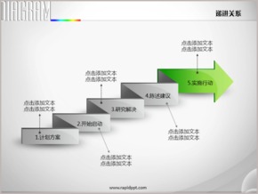 折紙樣式箭頭流程圖遞進關系PPT圖表