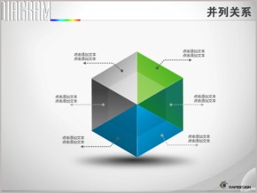 創(chuàng)意立方三面六項并列關系PPT圖表