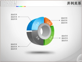 立體指環(huán)四餅型并列關系PPT圖表