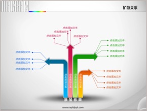 四項箭頭升起延伸擴散關系PPT圖表