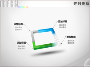 立體條形環(huán)繞四段并列關(guān)系PPT圖表