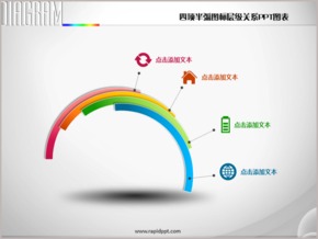 四項半弧圖標層級關系PPT圖表