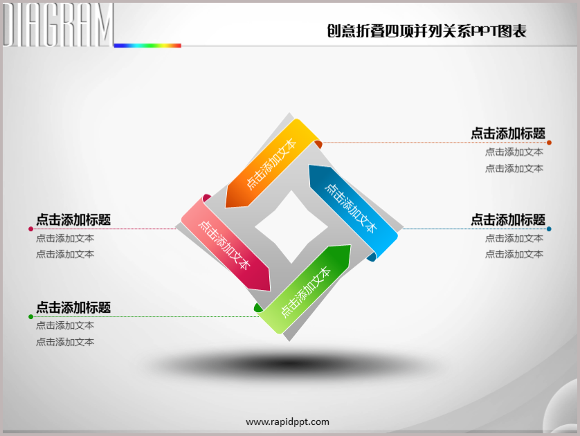 创意折叠四项并列关系ppt图表