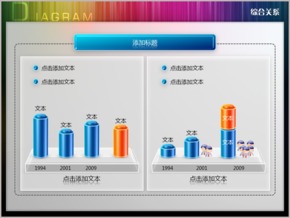 雙對比高亮立體柱形圖PPT圖表