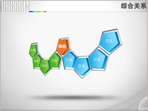 創(chuàng)意蜂巢五邊形雙弧并列關系PPT圖表