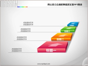 四元素立方體延伸臺階遞進關(guān)系PPT圖表