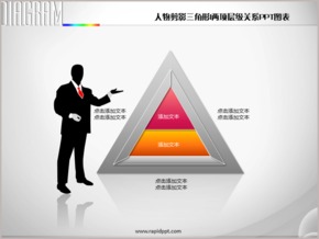 人物剪影三角形兩項層級關系PPT圖表