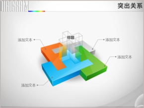 建筑設計樣式四項立體并列關系PPT圖表