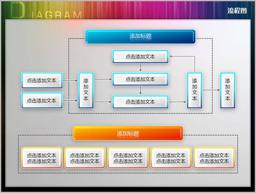 复杂文本框叠加立体流程图ppt图表