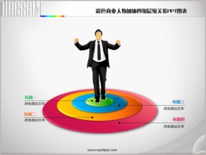 彩色商業(yè)人物加油四級(jí)層級(jí)關(guān)系PPT圖表