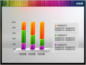 三項分節(jié)立體柱形圖PPT圖表