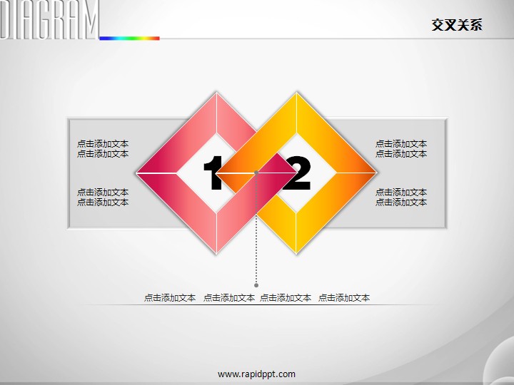 商品标签: 双矩形环状相扣交叉关系ppt图表并列关系 模板类型: 静态
