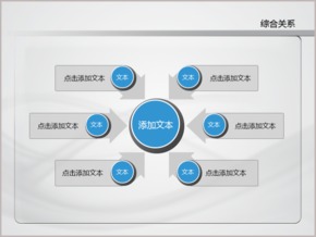 藍色清爽簡潔商務圓形綜合關(guān)系PPT圖表