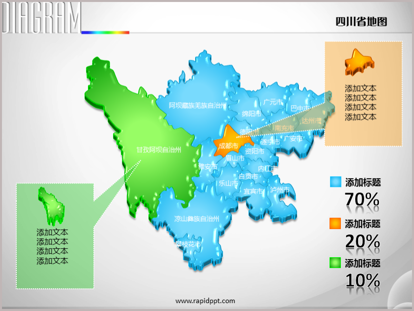 3d立体市县矢量四川省地图ppt图表
