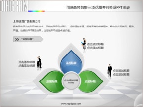 創(chuàng)意商務剪影三項花瓣并列關系PPT圖表