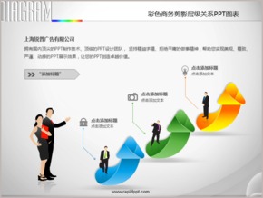 彩色商務剪影層級關系PPT圖表