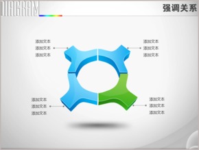 立體四T繞圓兩色強調關系PPT圖表