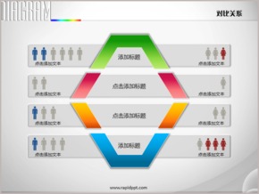 矩形拼接四項對比并列關系PPT圖表