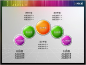 炫美光感立體五圓球并列關系PPT圖表