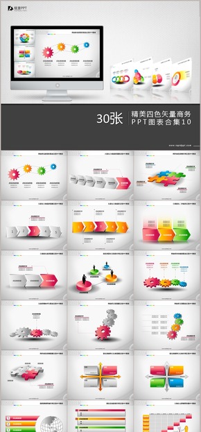 精美四色矢量商務(wù)PPT圖表合集30張