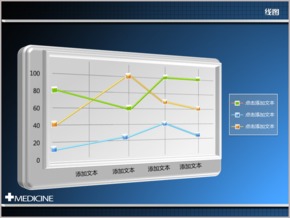 立體斜面三色線形圖PPT圖表