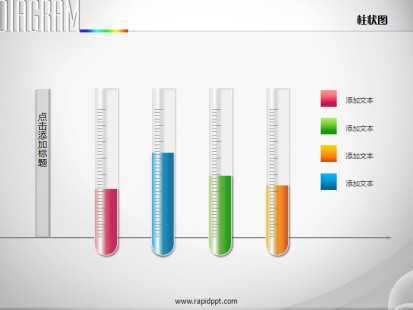 温度计式试管样式柱形图ppt图表对比关系并列关系 模板类型: 静态