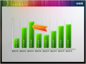 綠色立體八項柱形圖PPT圖表
