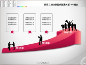 剪影三項立體箭頭遞進關系PPT圖表