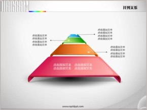 立體板狀休息臺(tái)四色延伸并列關(guān)系PPT圖表