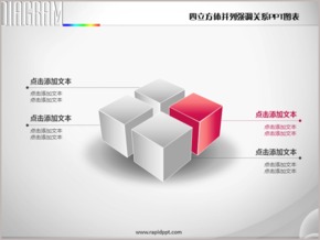 四立方體并列強調關系PPT圖表