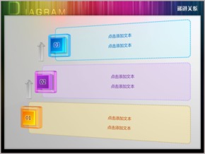立體半透明三矩形層級關(guān)系PPT圖表