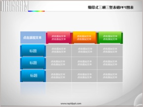 綢帶式立體三橫三豎表格PPT圖表