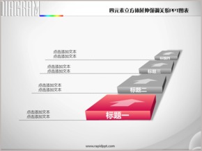 四元素立方體延伸臺階遞進強調關系PPT圖表