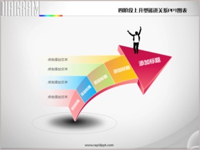 四階段上升型遞進關系PPT圖表